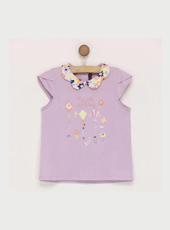 T-shirt mangas curtas malva ROPIYETTE / 19E2PFD1TMC328