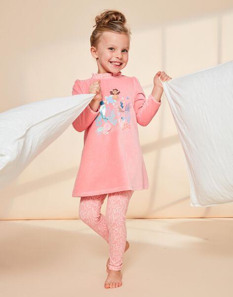Pijama de duas peças de veludo rosa com sereias 23E5PF22CHN404
