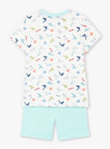 Conjunto de praia cru e azul-celeste t-shirt e calções criança menino ZIPALAGE4 / 21E3PGQ3ENS001