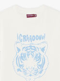 T-shirt cru e azul-claro com padrão tigre texturizado menino CAZOTAGE3 / 22E3PGF1TMC001