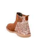 Botins em camurça camel com purpurinas menina BECHELETTE / 21F10PF43D0D804