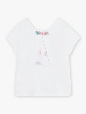 T-shirt cru com detalhe de laço estampado atrás menina CIETIETTE / 22E2PFV1TMC001