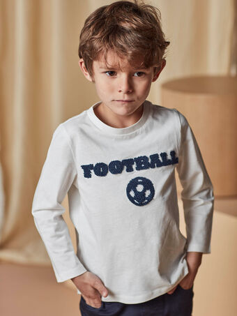 T-shirt cru e azul-marinho futebol menino CAXUAGE2 / 22E3PGF3TML001