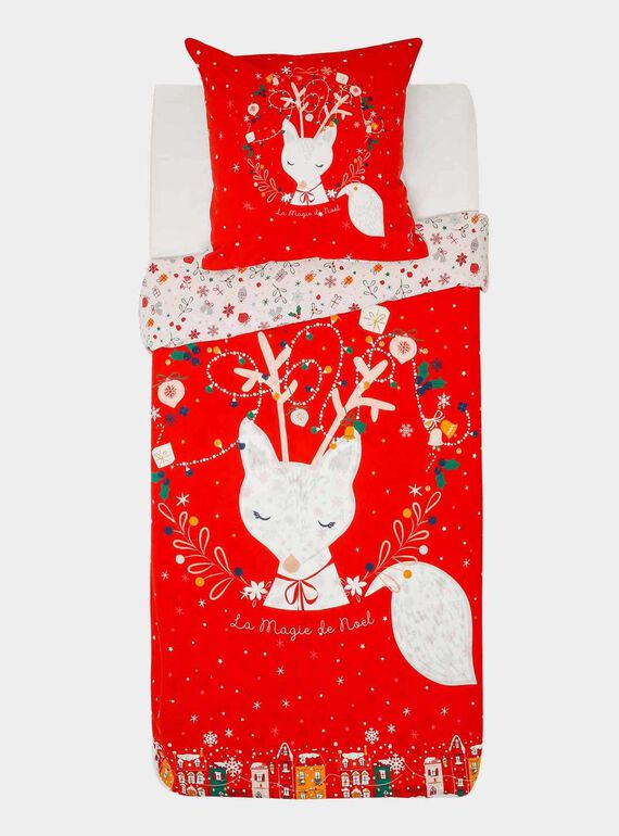 Conjunto de cama natal  vermelho com fronha quadrada SACOUETTE / 19HZENS1PLC511