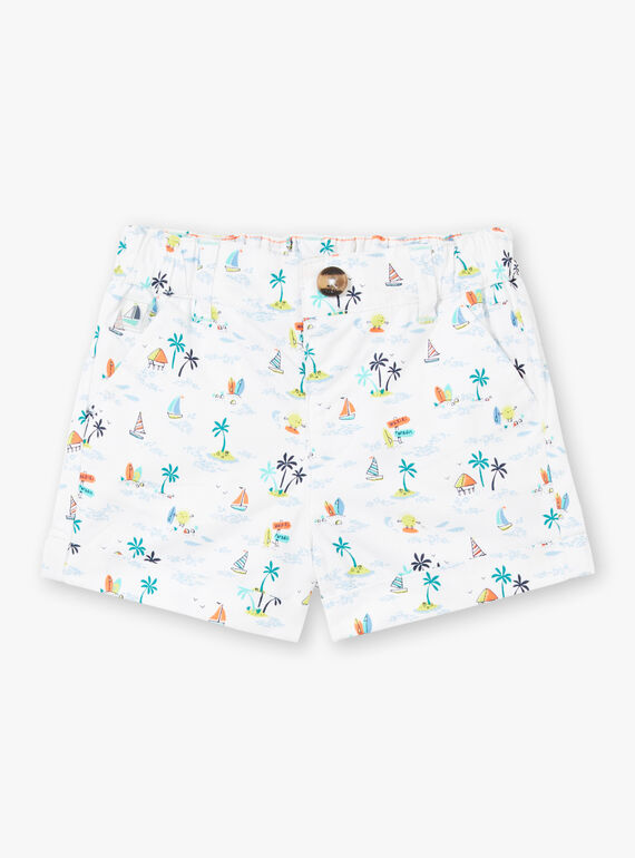 Calções brancos e azuis com estampado decorativo ZATOM / 21E1BGU1SHO001