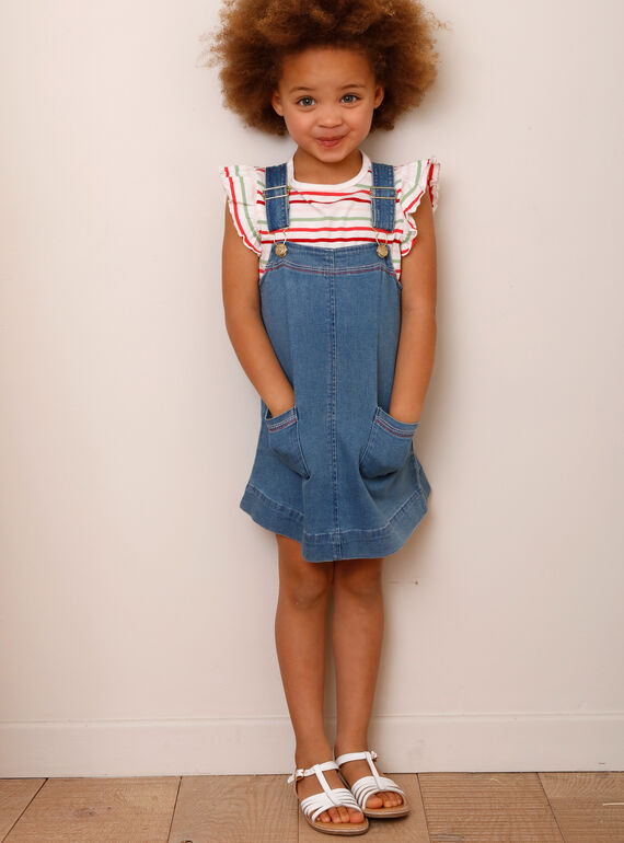 Conjunto vestido-jardineiras e T-shirt às riscas ZOCHUETTE / 21E2PFJ1ENSP269