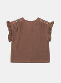 Blusa fluida castanho-chocolate com bordados KAIMI / 24E1BFC1CHE815