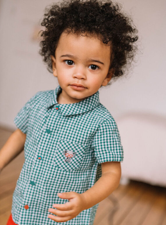 Camisa com estampado vichy verde e branco bebé menino CATARCEL / 22E1BGM1CHMG627