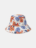 Chapéu à pescador branco com estampado flores tropicais laranja e azul KLOBOBETTE / 24E4PFS1CHA001
