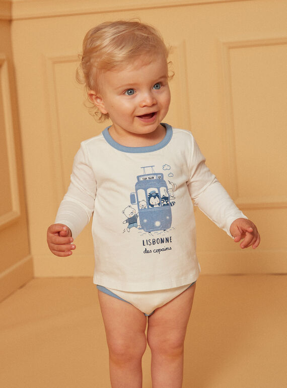 Body t-shirt crua e azul-clara com motivos de elétricos e animais LADULIO / 24H1BGJ1BOD001