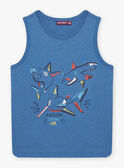 Camisola de alças azul com padrão decorativo tubarões menino CYDEBAGE1 / 22E3PGT1DEBC240