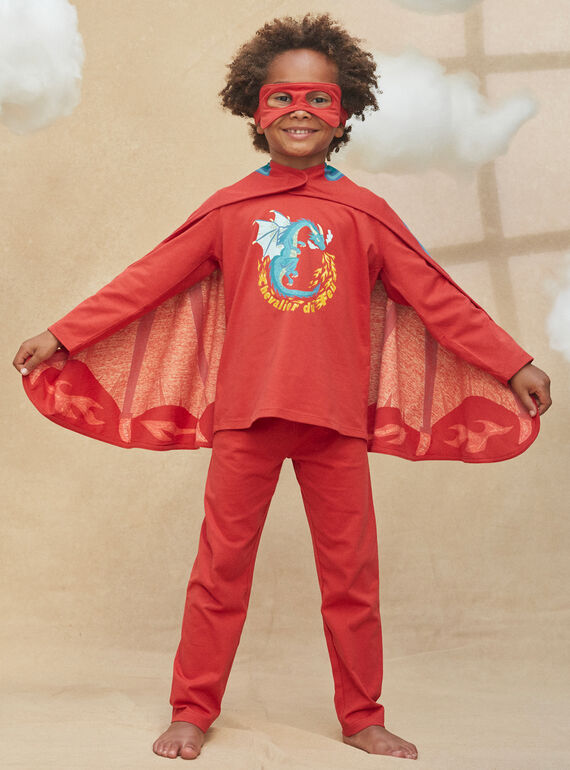 Conjunto pijama vermelho com padrão Dragão Cavaleiro do Fogo KUIMAGE 3 / 24E5PG73PYTE406