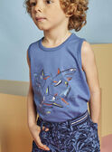 Camisola de alças azul com padrão decorativo tubarões menino CYDEBAGE1 / 22E3PGT1DEBC240