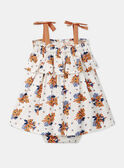 Vestido com folhos cru com estampado de flor azul e laranja em jersey KAZILDA / 24E1BFS1ROB001